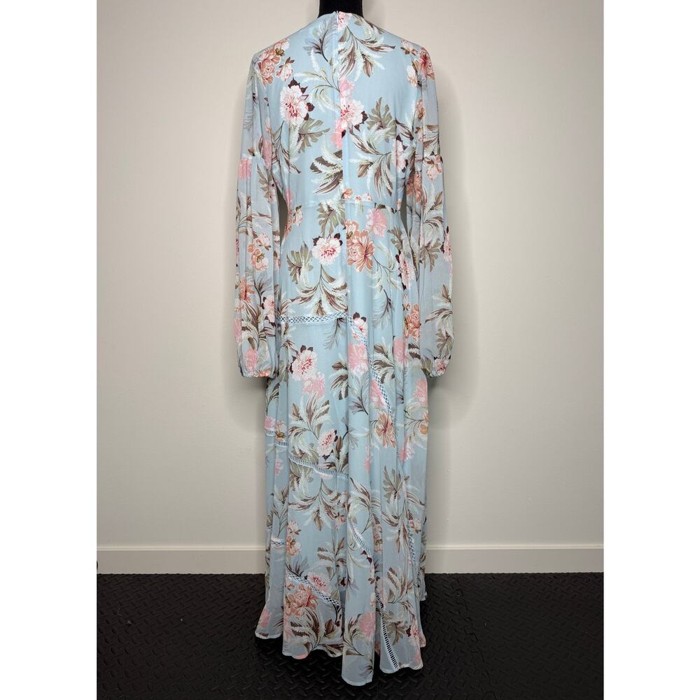 Blue Boho Maxi Dress Cottagecore Floral Romantic Long Sleeve XL - Picture 3 of 9